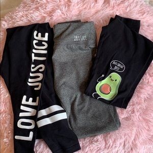 Lot of 3 Justice girls leggings size 12